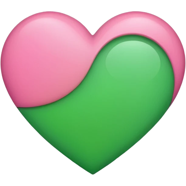 Half pink and half green heart emoji
