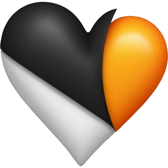 Half black and half orange heart emoji