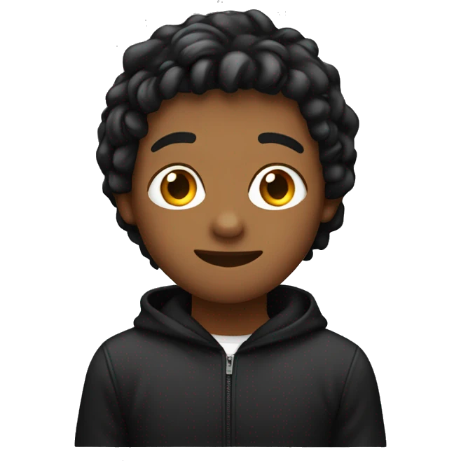 a 22 year boy with black hoodie and mid curtain hair style  emoji
