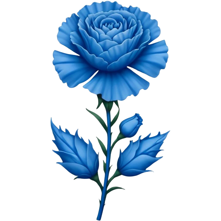 a tattoo design featuring a life like blue carnation flower without the stem and the number 14 emoji
