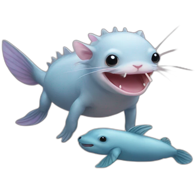 A axolotl with a sea lion emoji