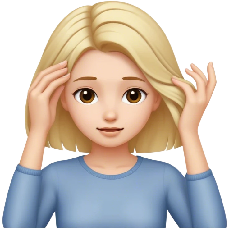 girl touching her hair herself emoji