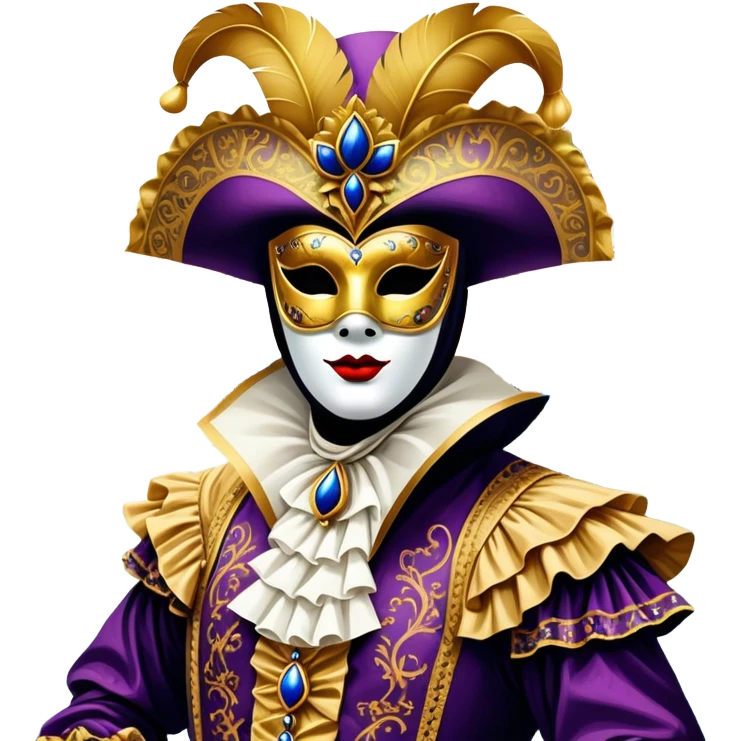 Venice Carnival performer – Cinematic Realistic Venice Carnival Performer, depicted in an opulent, elaborately masked costume with rich textures, vibrant colors, and dramatic, soft lighting, set against the historic backdrop of Venetian canals, capturing the mystery and extravagance of the carnival. emoji