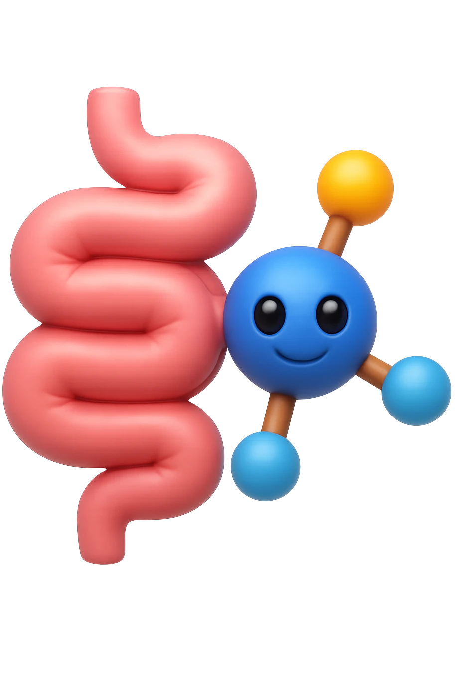 emoji stile iphone in 3d di istamina molecola con intestino, iperrealistico 4k emoji
