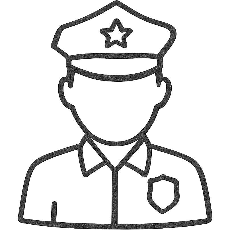 policeman, minimal, sketchy, hand drawn black outline emoji