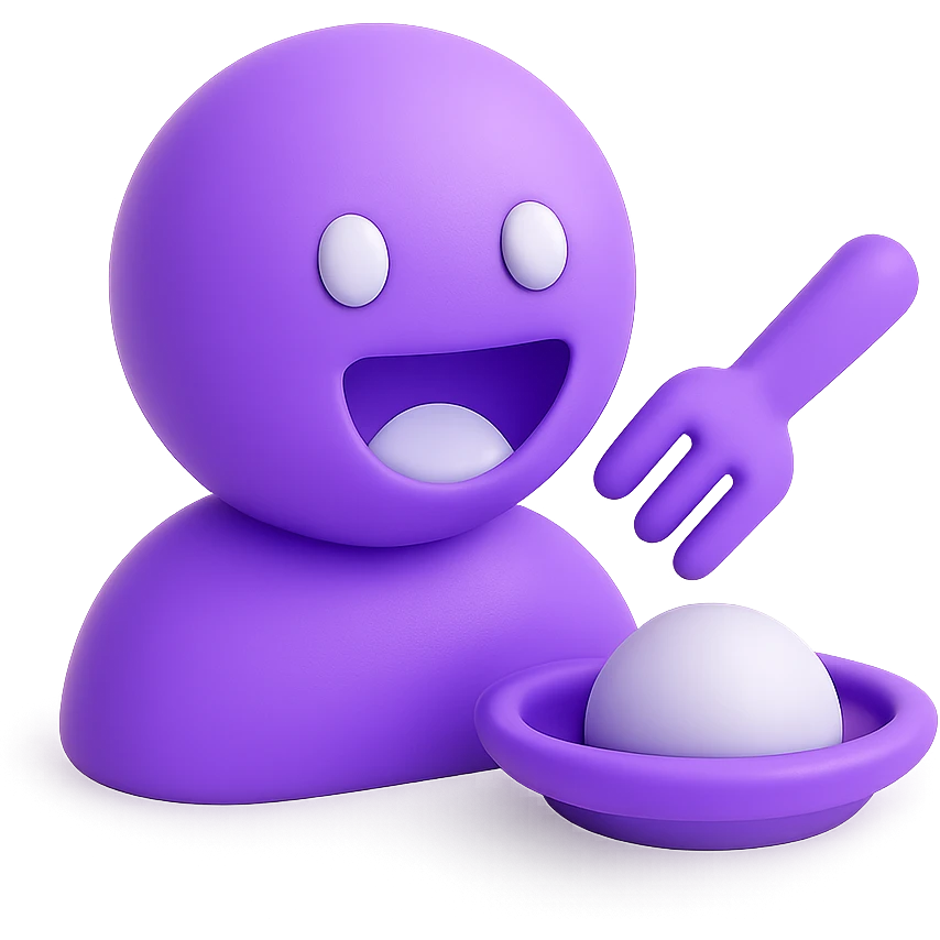 hungry character violet color emoji