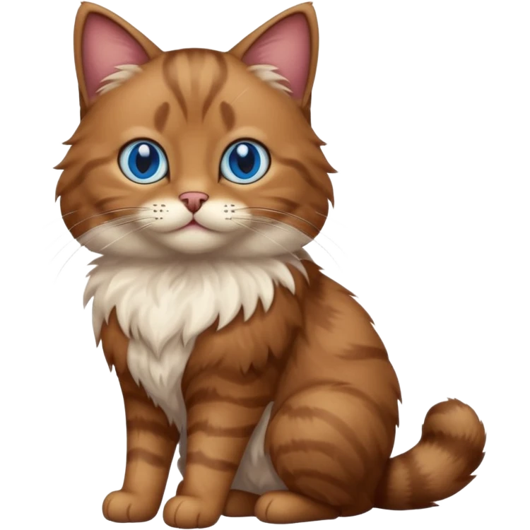 brown cat full body, blue eyes emoji