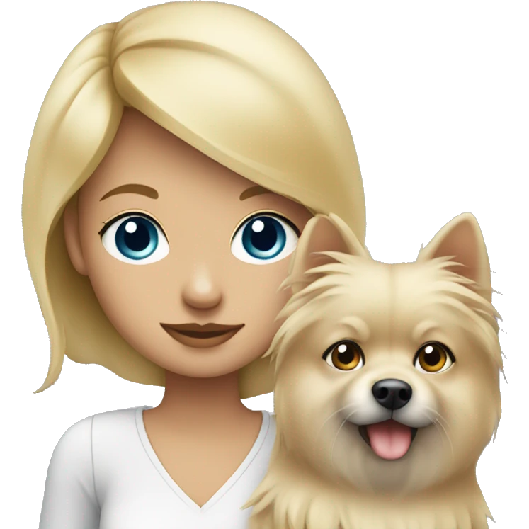 Blonde girl blue eyes holding spitz emoji