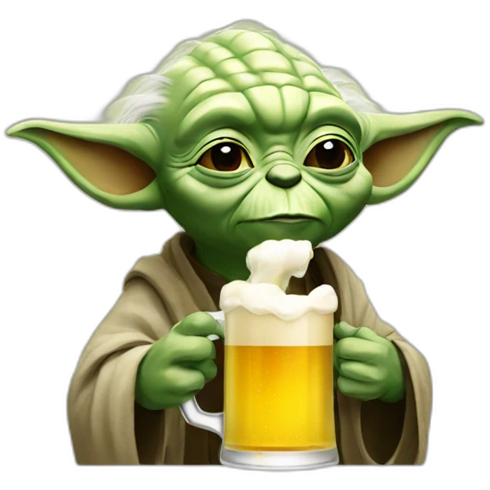 Yoda drinking beer emoji