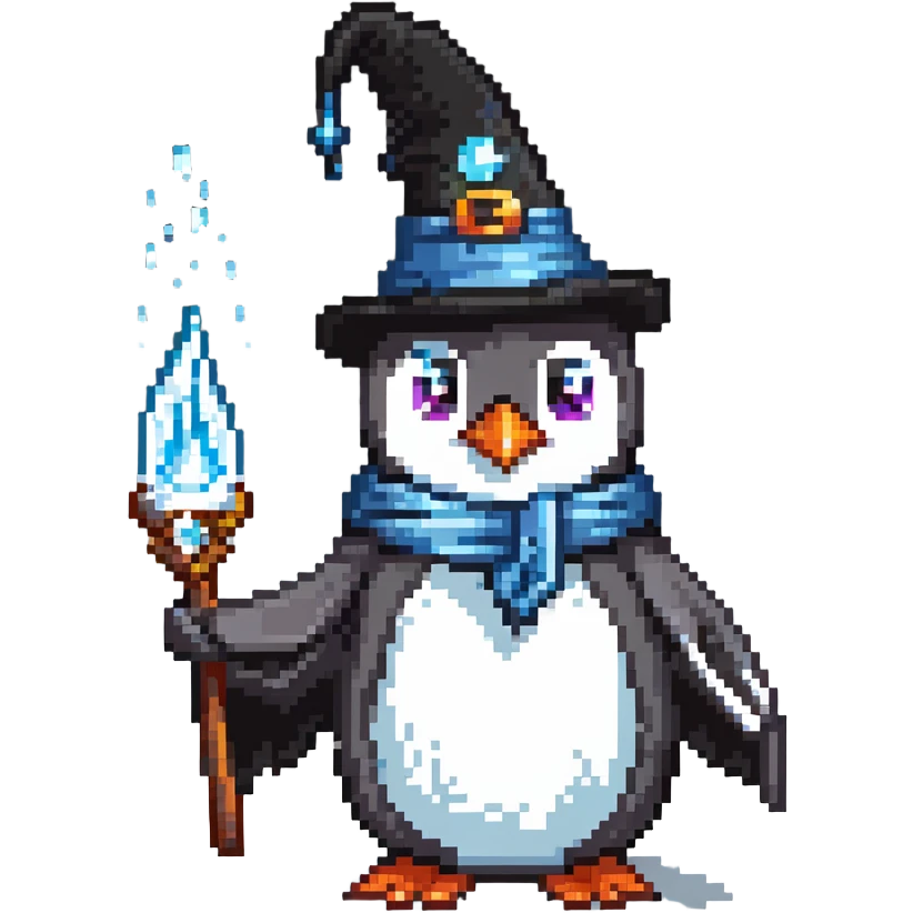 penguin wizard with ice magic emoji