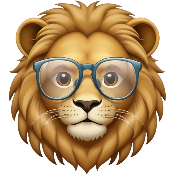 León con gafas transparentes emoji