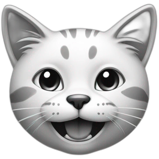 Cat black and white smile emoji