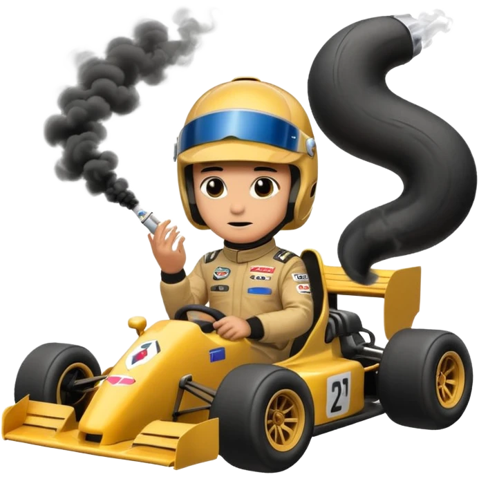 drifting car with tires smoke and a driver with a f1 helmet emoji