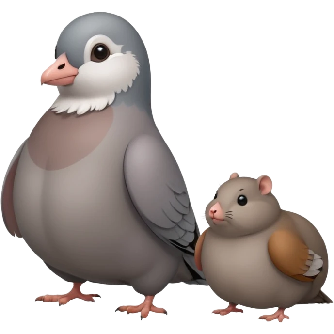 fat pigeon standing next to a fat rat emoji