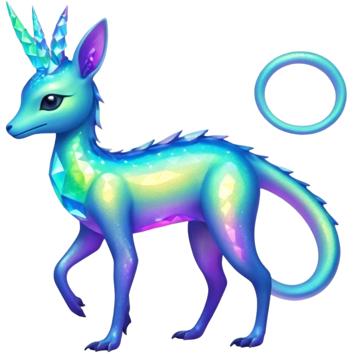 Shiny Exotic Colorful Neon-colored Ethereal Sparkly Amaura-Aurorus-Fakémon-hybrid-creature (full body)  emoji