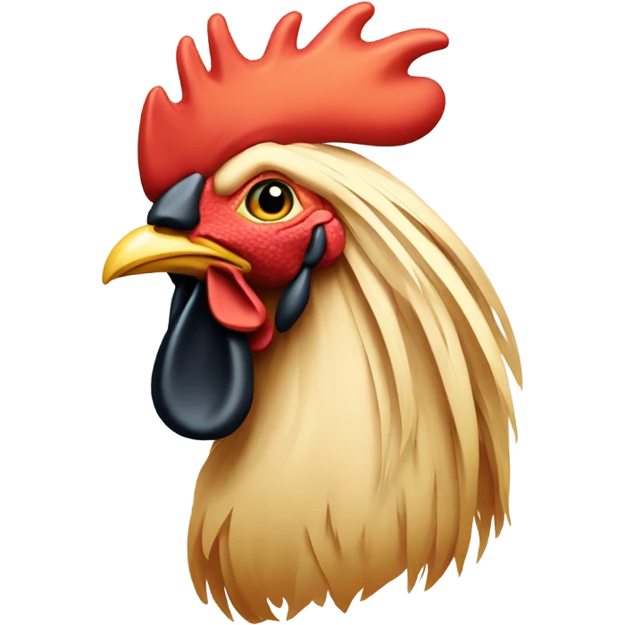 Attractive Rooster face with long blonde hair emoji