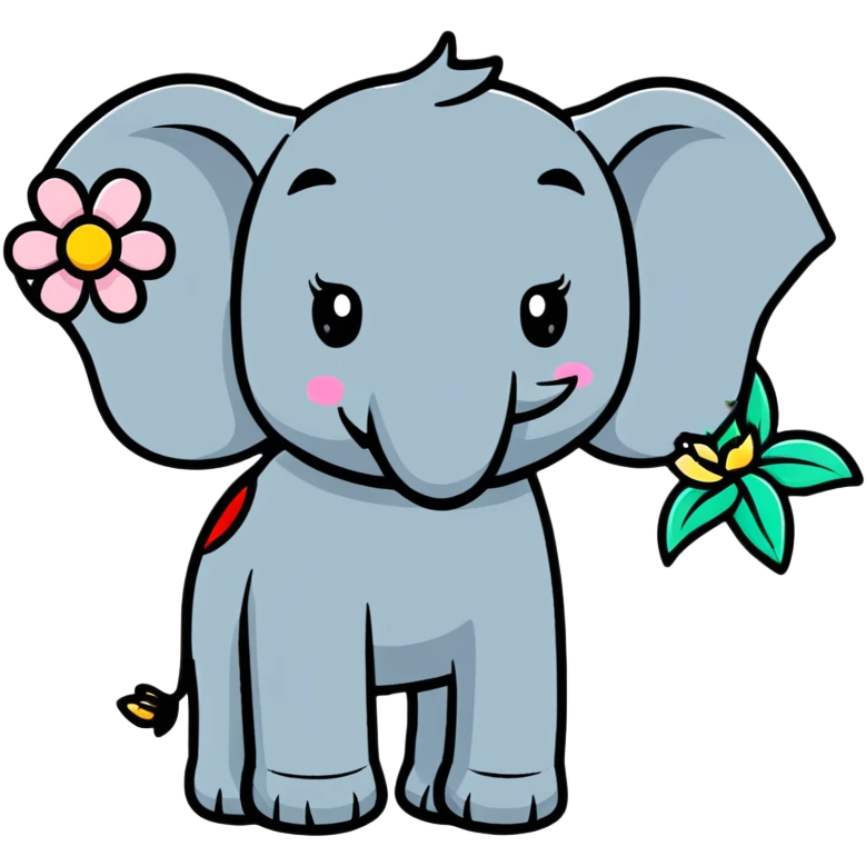 Elephant with hummingbird wings and flower trunk emoji