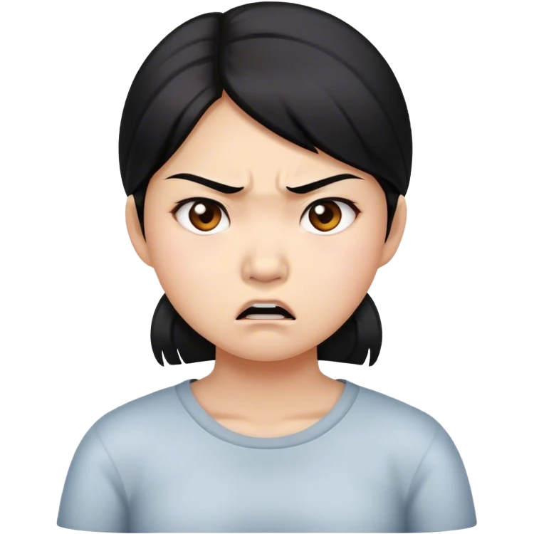 ASIAN girl emoji, angry, upset emoji