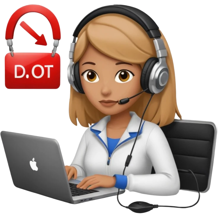 super busy female with laptop and headphones do not disturb emoji