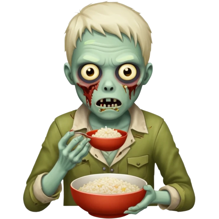 Zombie eating rice  emoji