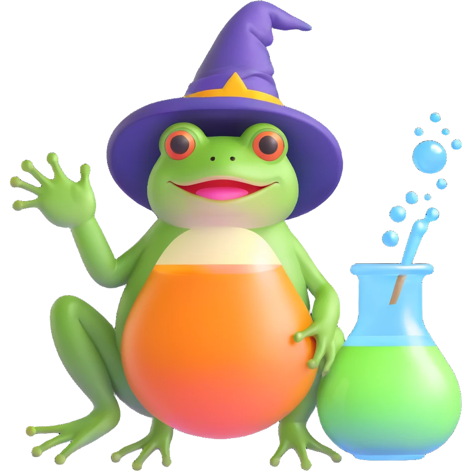 frog wizard brewing potion emoji