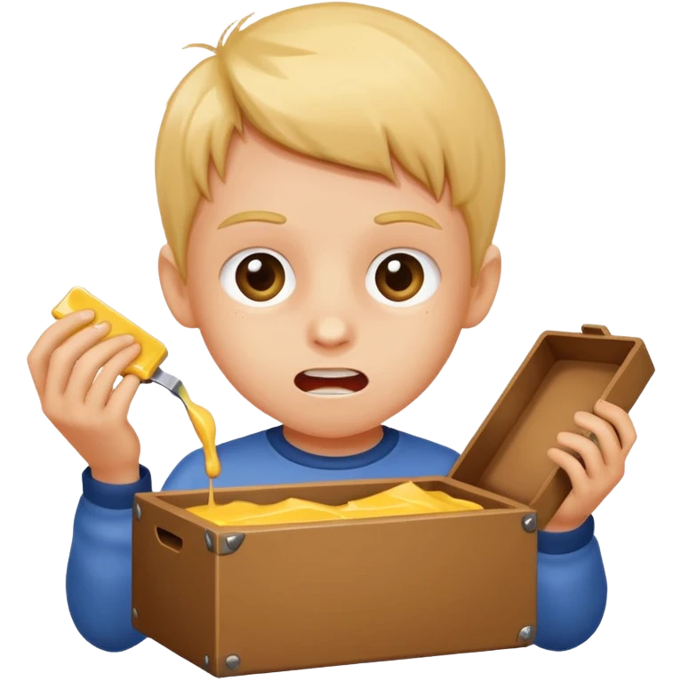 Kid ripping open a wax box emoji