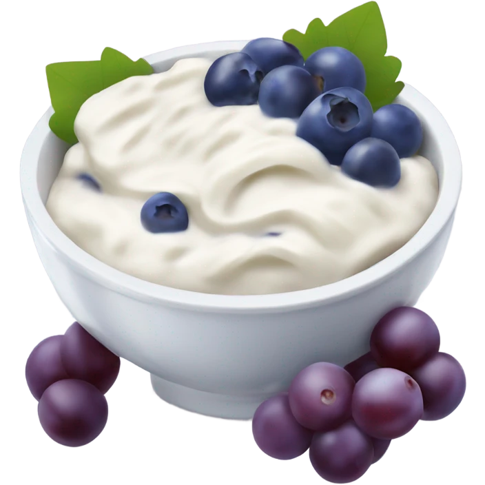 yoghurt bowl with grapes and blueberries emoji