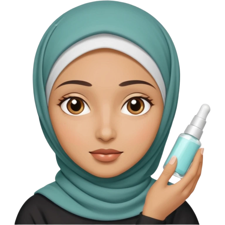 wanita berhijab lagi skincare emoji