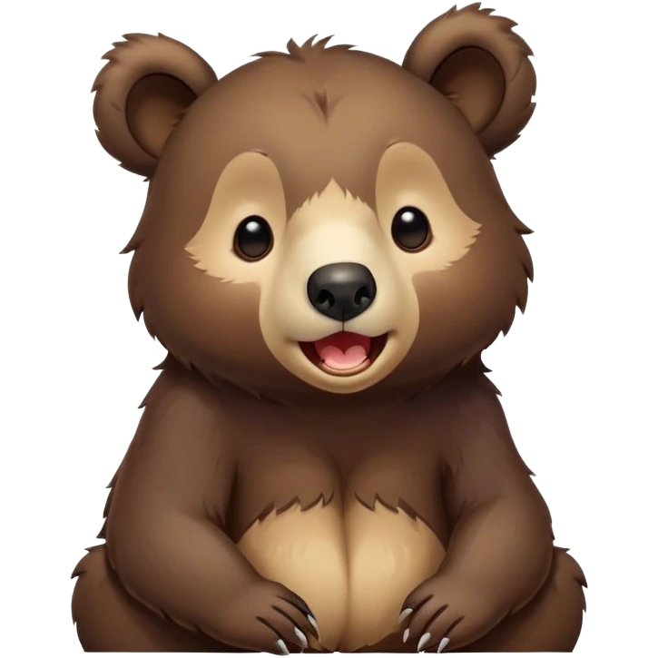 Cinematic Cute Yawning bear cub Portrait Emoji, Head tilted slightly with a dramatic, wide-open yawn, showcasing a soft, plush dark brown fur with drooping ears, round eyes barely open in drowsy contentment, Simplified yet irresistibly adorable features, highly detailed, glowing with a soft, cozy glow, high shine, relaxed yet expressive, stylized with a touch of woodland charm, bright and endearing, soft glowing outline, capturing the essence of a sleepy yet affectionate bear cub, so drowsy it feels like it could lumber out of the screen and curl up for a nap! emoji