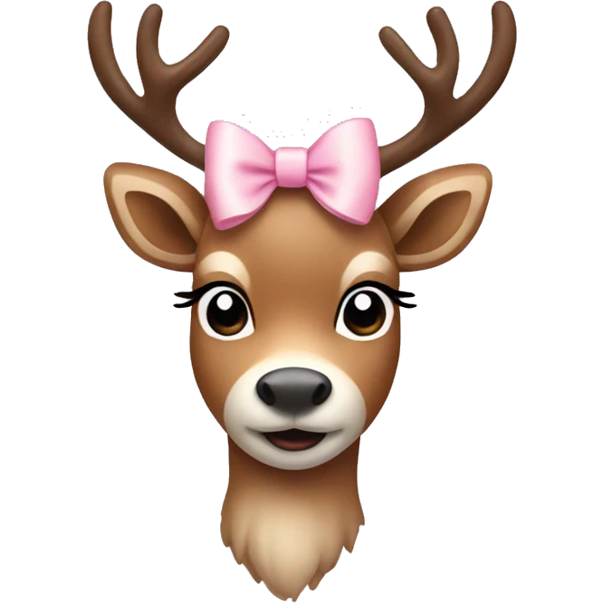 Pretty Reindeer with a light pink bow emoji