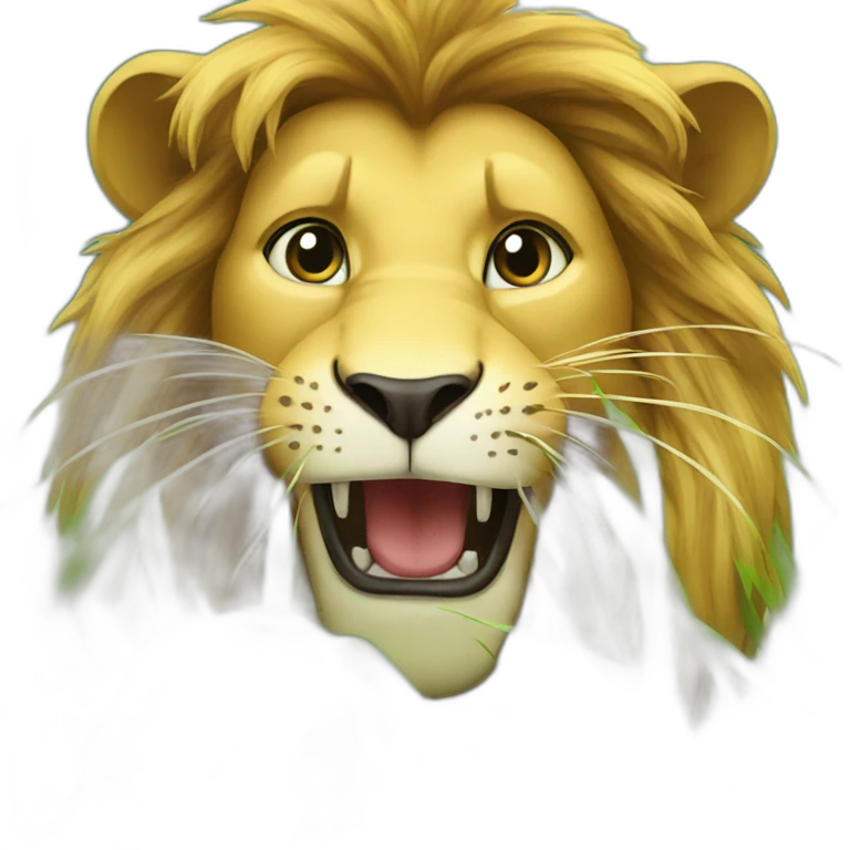 Lion eating grass emoji