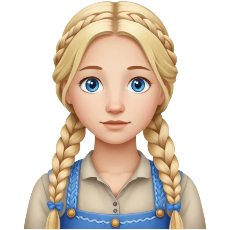 Homesteader girl long blonde braids and blue eyes  emoji