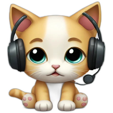 sad kitten listening to music with tears in her eyes emoji
