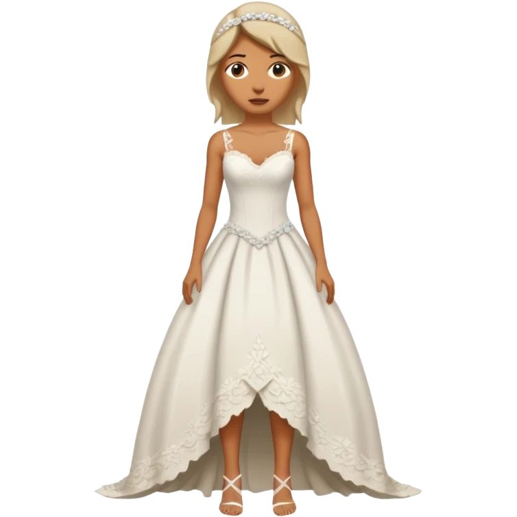 woman ripped wedding dress standing on foot emoji