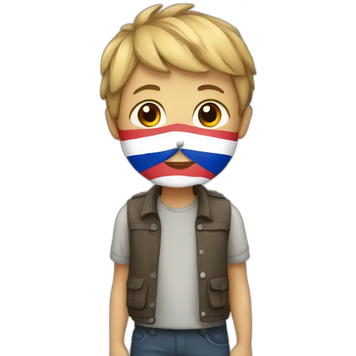 A boy with French flag emoji