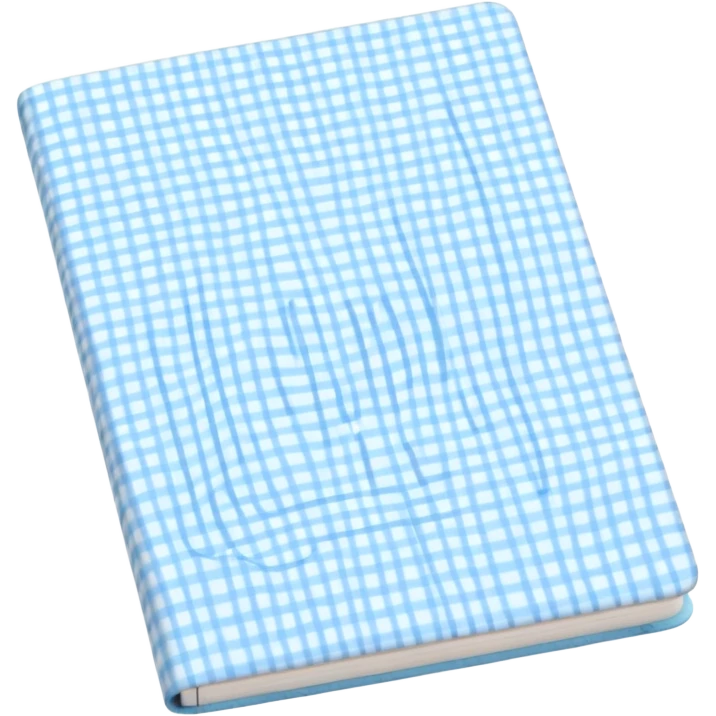 Cute  journal cover, pastel blue gingham pattern
Handwritten feminine typography, soft aesthetic, cozy girl vibe
Clean product mockup, minimal shadows, lifestyle stationery style emoji