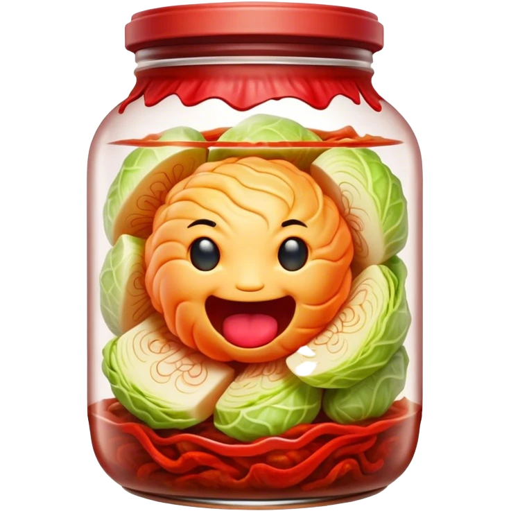chopped up Kimchi Cinematic Realistic Kimchi Dish Emoji, depicted as spicy, fermented cabbage with vibrant red hues neatly served in a traditional jar, rendered with dynamic textures and bold, appetizing lighting. emoji