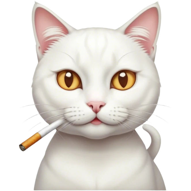 White cat with a cigarette in it’s mouth  emoji
