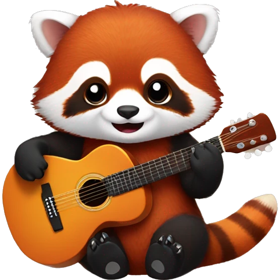 cute red panda with guitar emoji