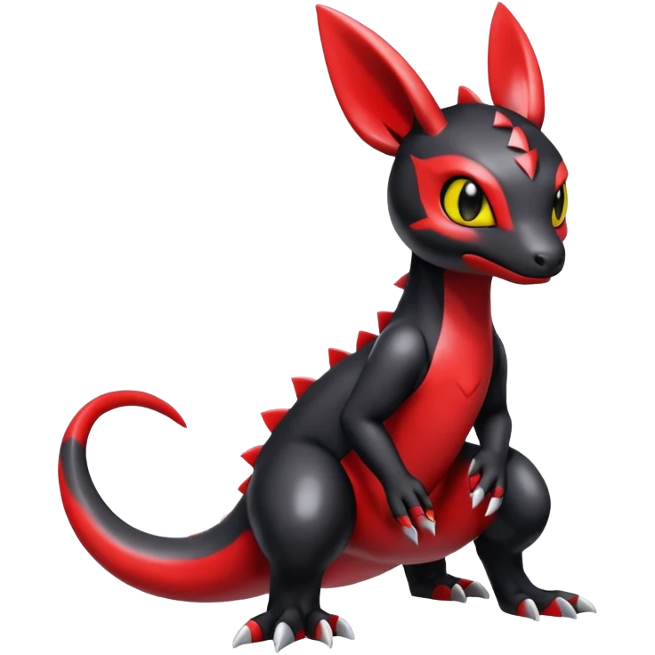 Cute Shiny Guilmon-Salandit-Umbreon-Fakémon-hybrid-creature (full body)  emoji
