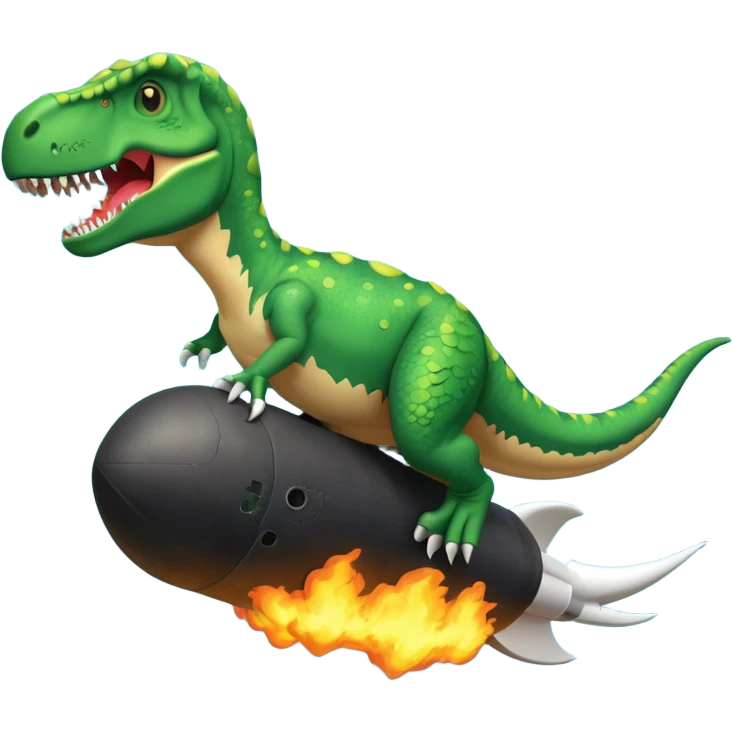 a t-rex riding a bomb riding the earth  emoji