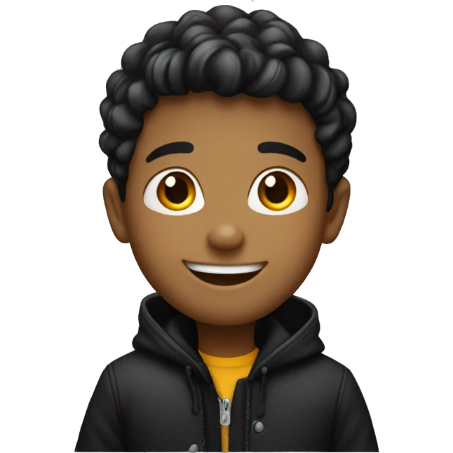 smiling boy in black jacket emoji