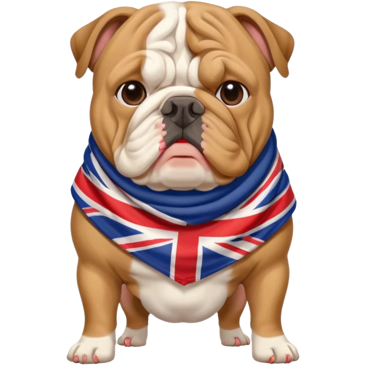 bulldog with a British flag scarf emoji