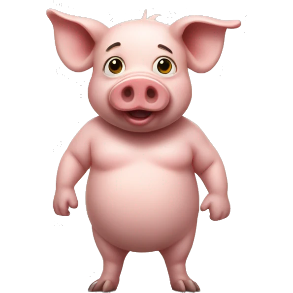 pig full body stands up like human emoji