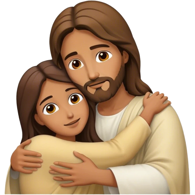 Jesus hugging lady emoji