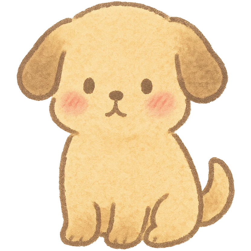 soft pastel puppy silhouette, Japanese hand-drawn kawaii style, full object, with blushing cheeks emoji