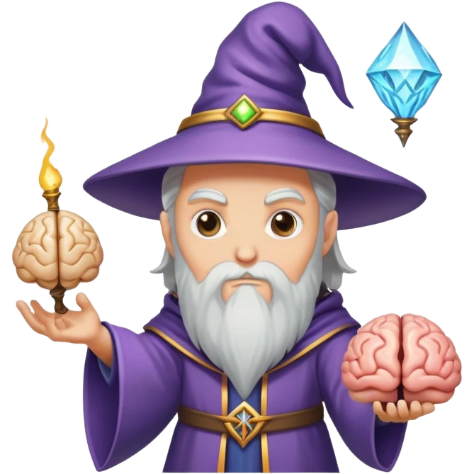 wizard and brain in a magical duel emoji
