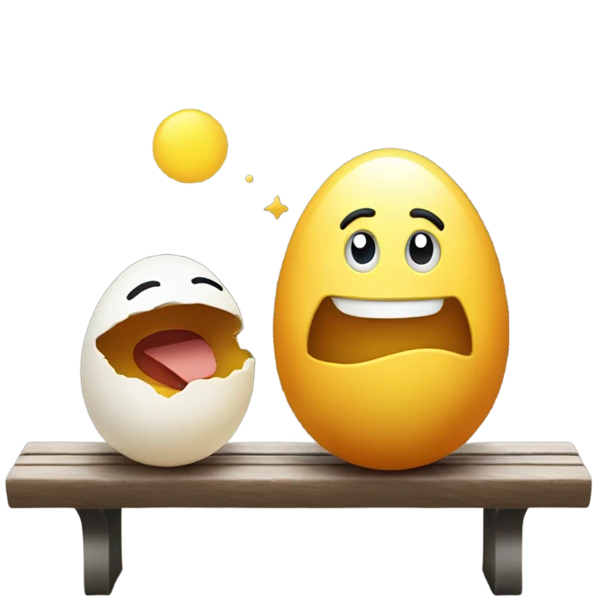 Happy egg that’s sitting on a bench talking to his friend emoji