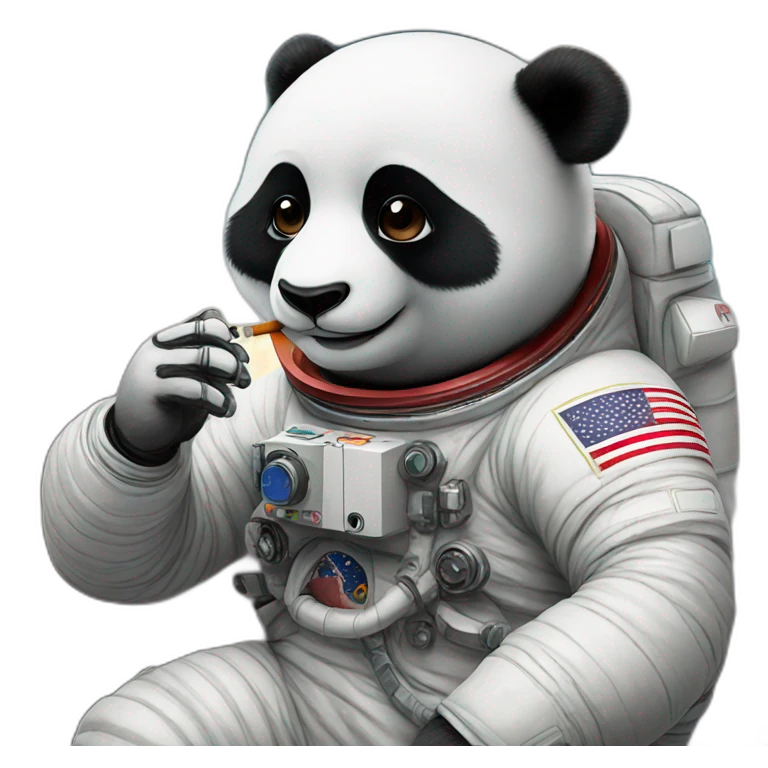 Astronaut panda smoking weed emoji