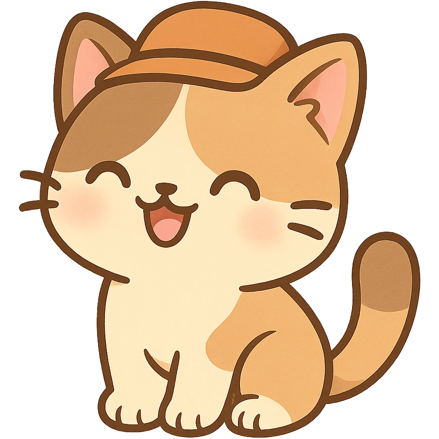 fun and friendly cat wearing a hat emoji